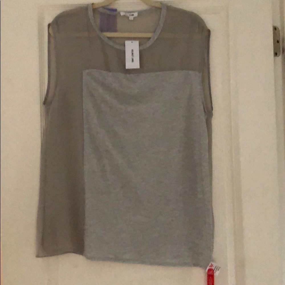 HELMUT LANG SILK SHEER SLEEVELESS HEATHER TOP